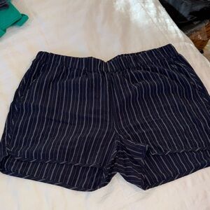 The Luca Track Short in Navy Pinstripes